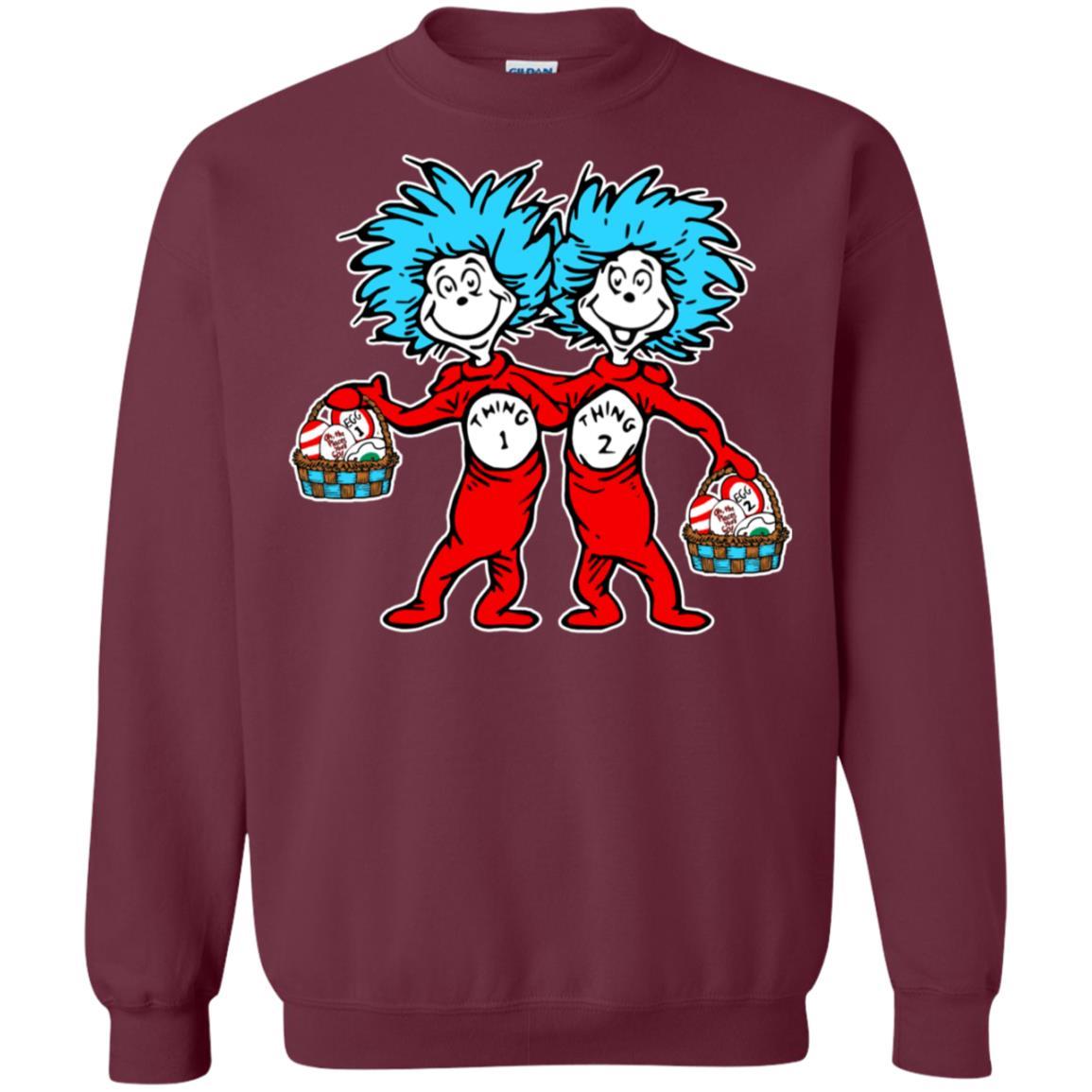 Dr. Seuss Thing 1 Thing 2 Easter Egg T-shirt Maroon S