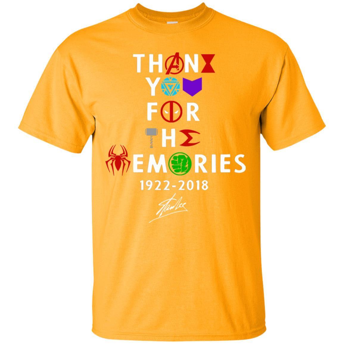 Thank You For The Memories Stan Lee Movie Hero Fan Shirt Gold S