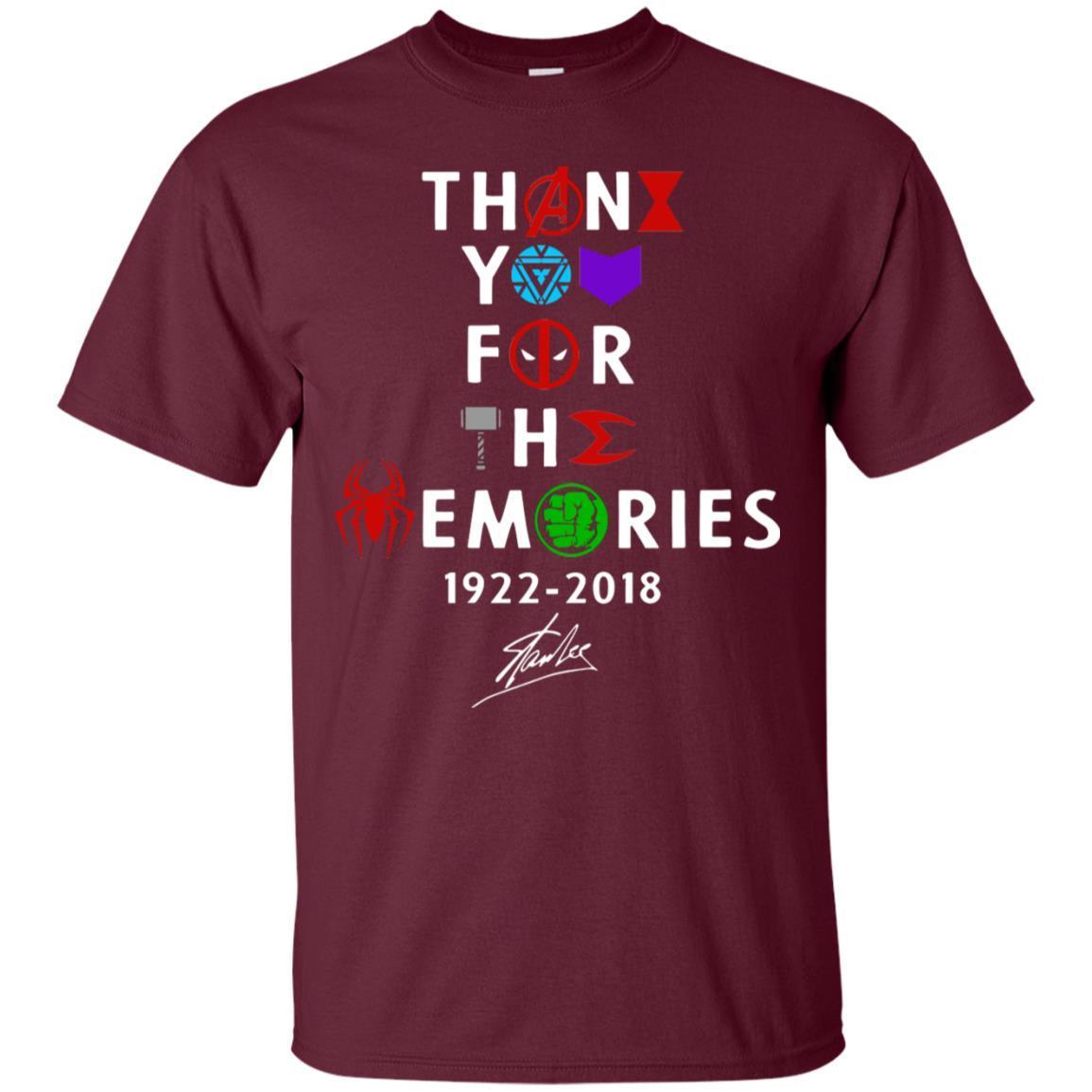 Thank You For The Memories Stan Lee Movie Hero Fan Shirt Maroon S