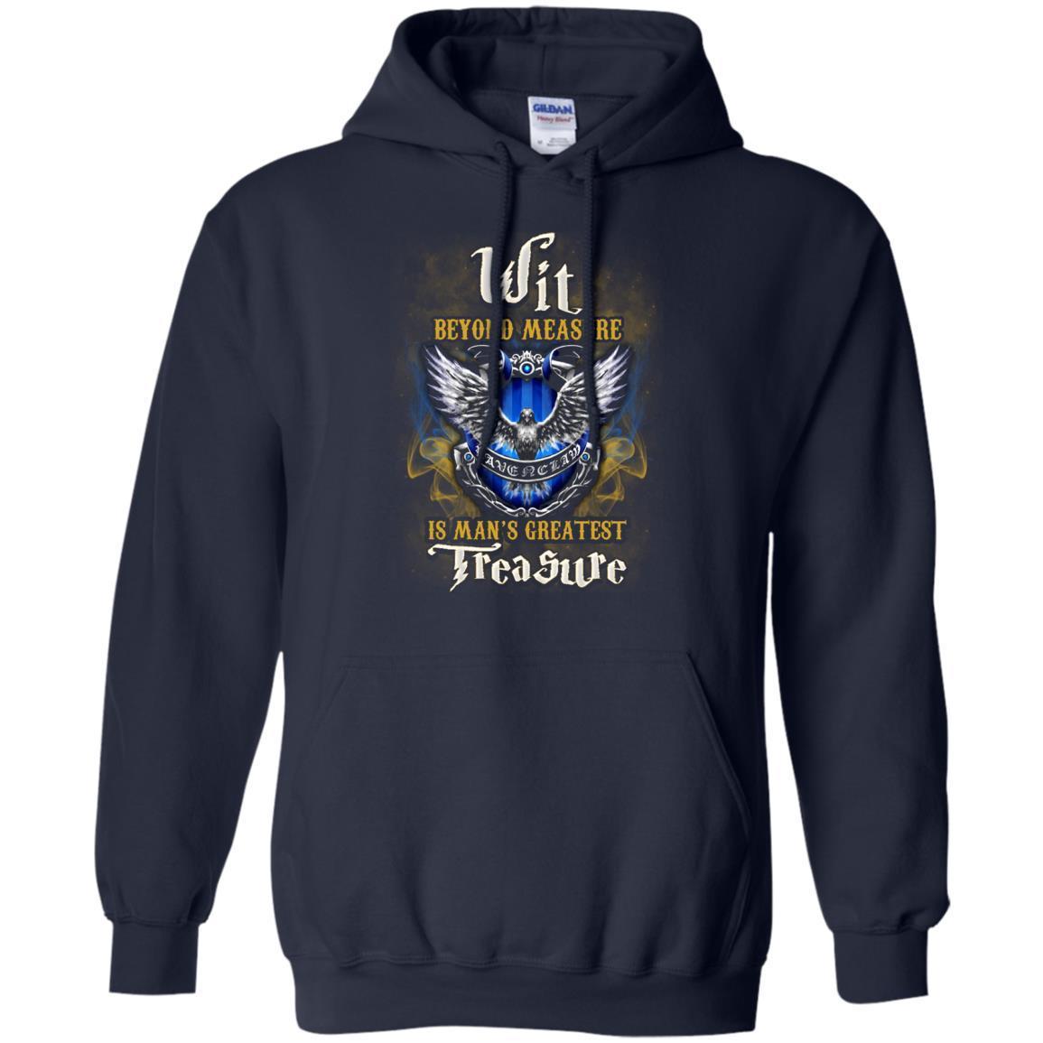 Wit Beyond Measure Is Man's Greatest Treasure Ravenclaw House Harry Potter Fan Shirt Navy S