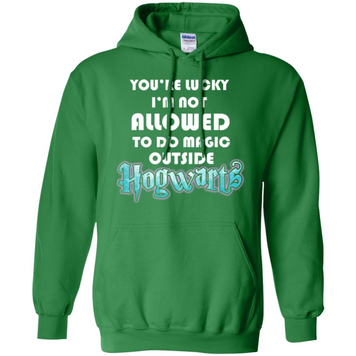 You_re Lucky I_m Not Allowed To Do Magic Outside Hogwarts Harry Potter Fan T-shirt Irish Green S