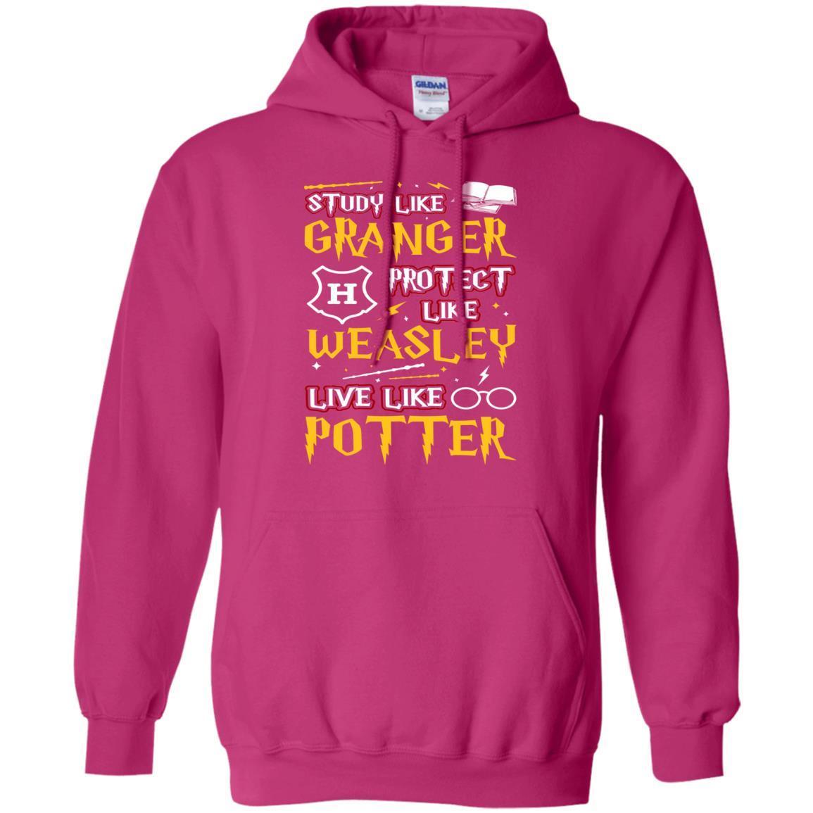 Study Like Granger Protect Like Weasley Live Like Potter Harry Potter Fan T-shirt Heliconia S