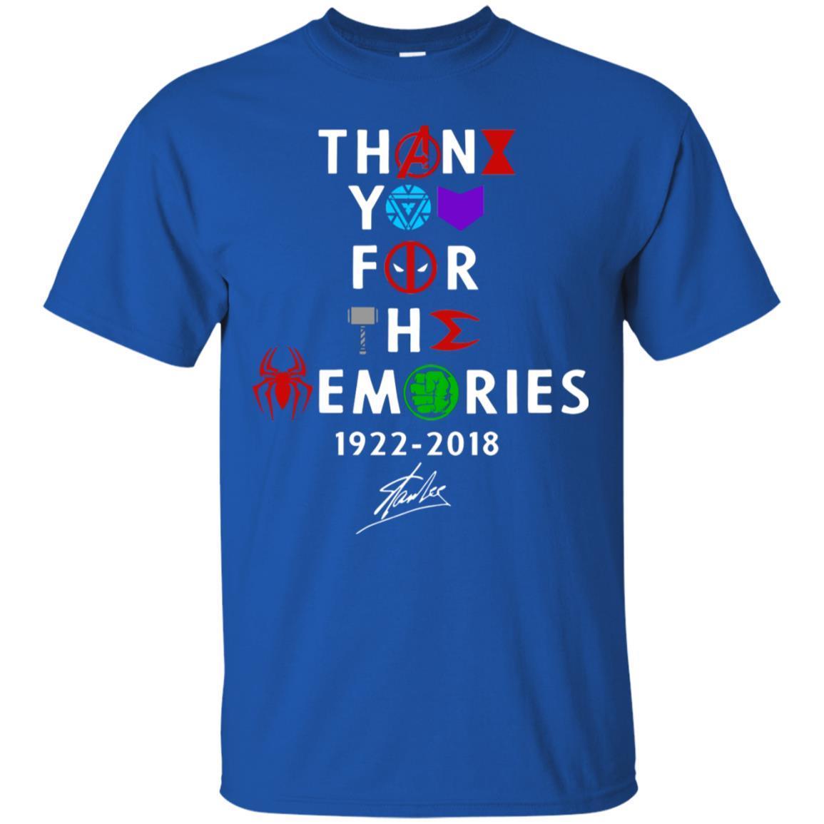 Thank You For The Memories Stan Lee Movie Hero Fan Shirt Royal S