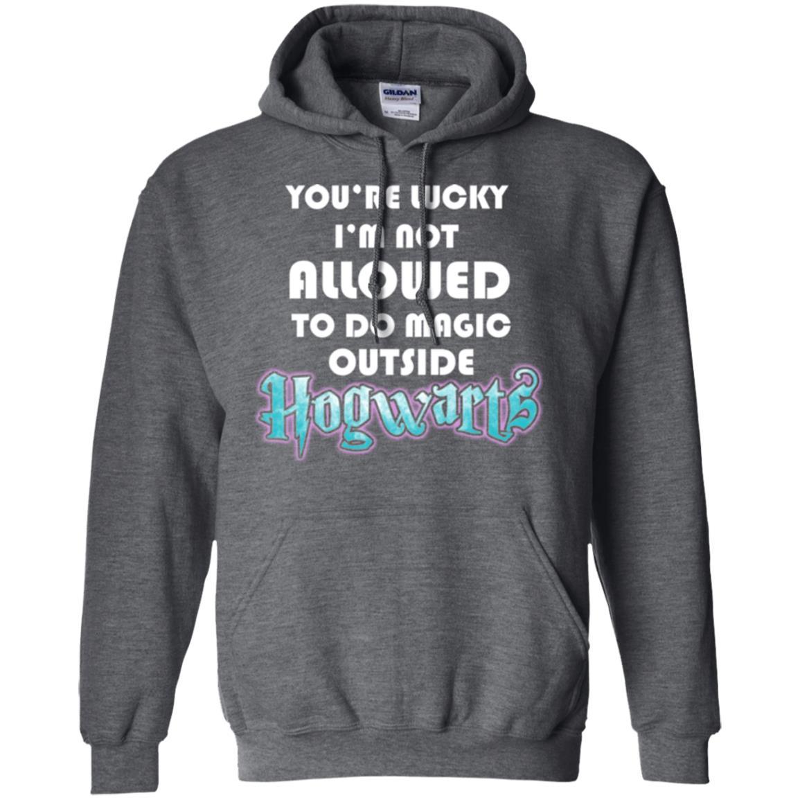 You_re Lucky I_m Not Allowed To Do Magic Outside Hogwarts Harry Potter Fan T-shirt Dark Heather S