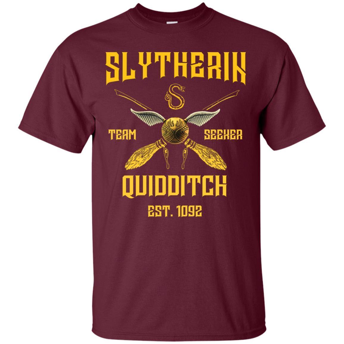 Slytherin Quiddith Team Seeker Est 1092 Harry Potter Shirt Maroon S