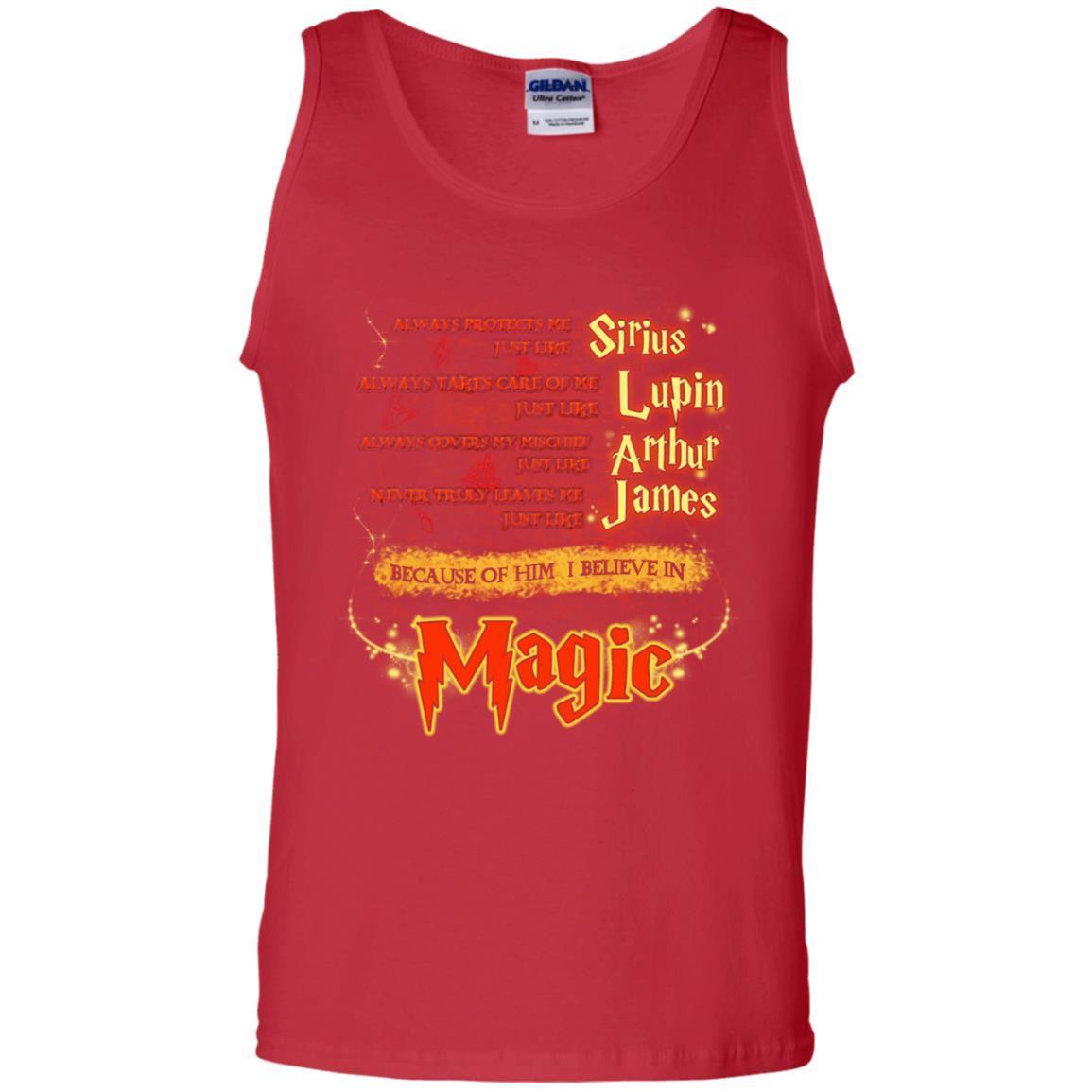 Always Protects Me Just Like Sirius Because Of Him I Believe In Magic Potterhead's Dad Harry Potter Shirt Red S
