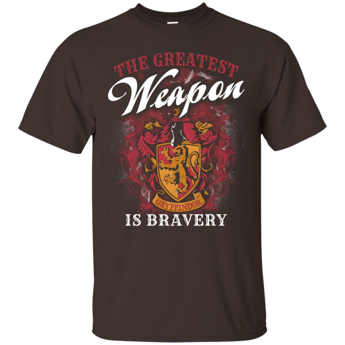 The Greatest Weapon Is Bravery Harry Potter Fan T-shirt Dark Chocolate S