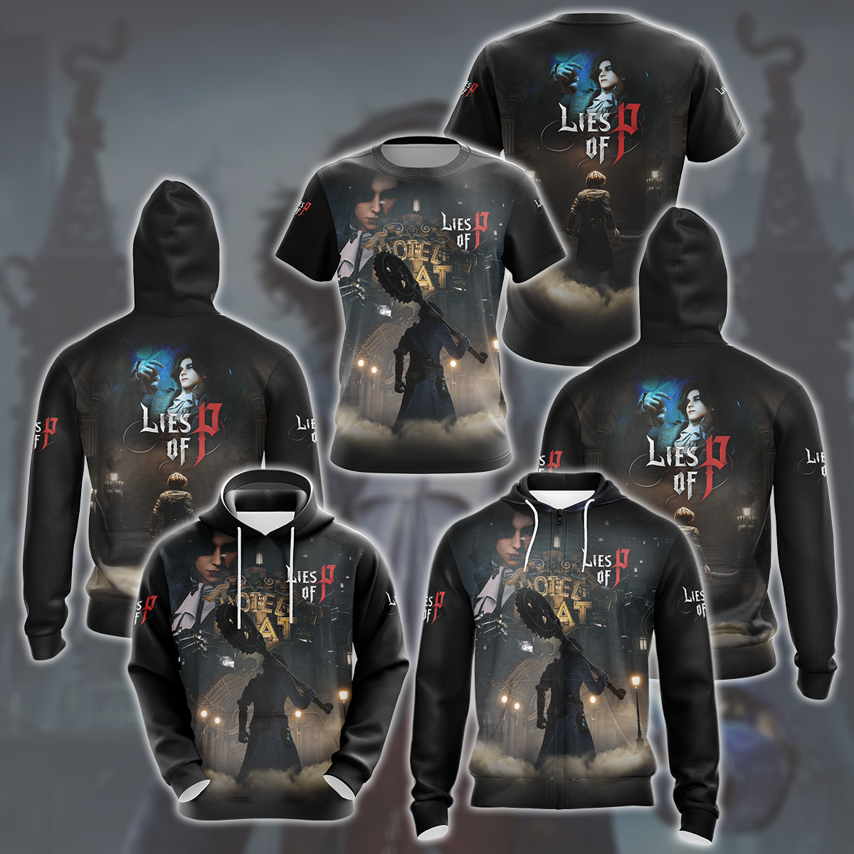 Lies of P Video Game All Over Printed T-shirt Tank Top Zip Hoodie Pullover Hoodie Hawaiian Shirt Beach Shorts Joggers
