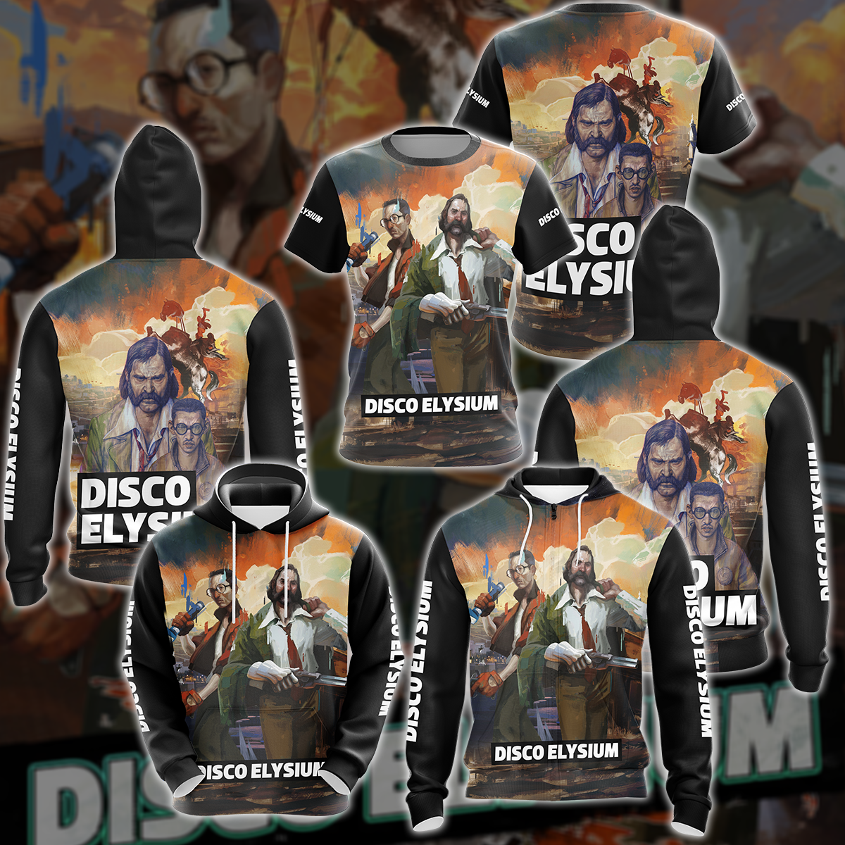 Disco Elysium Video Game All-Over T-shirt Hoodie Tank Top Hawaiian Shirt Beach Shorts Joggers