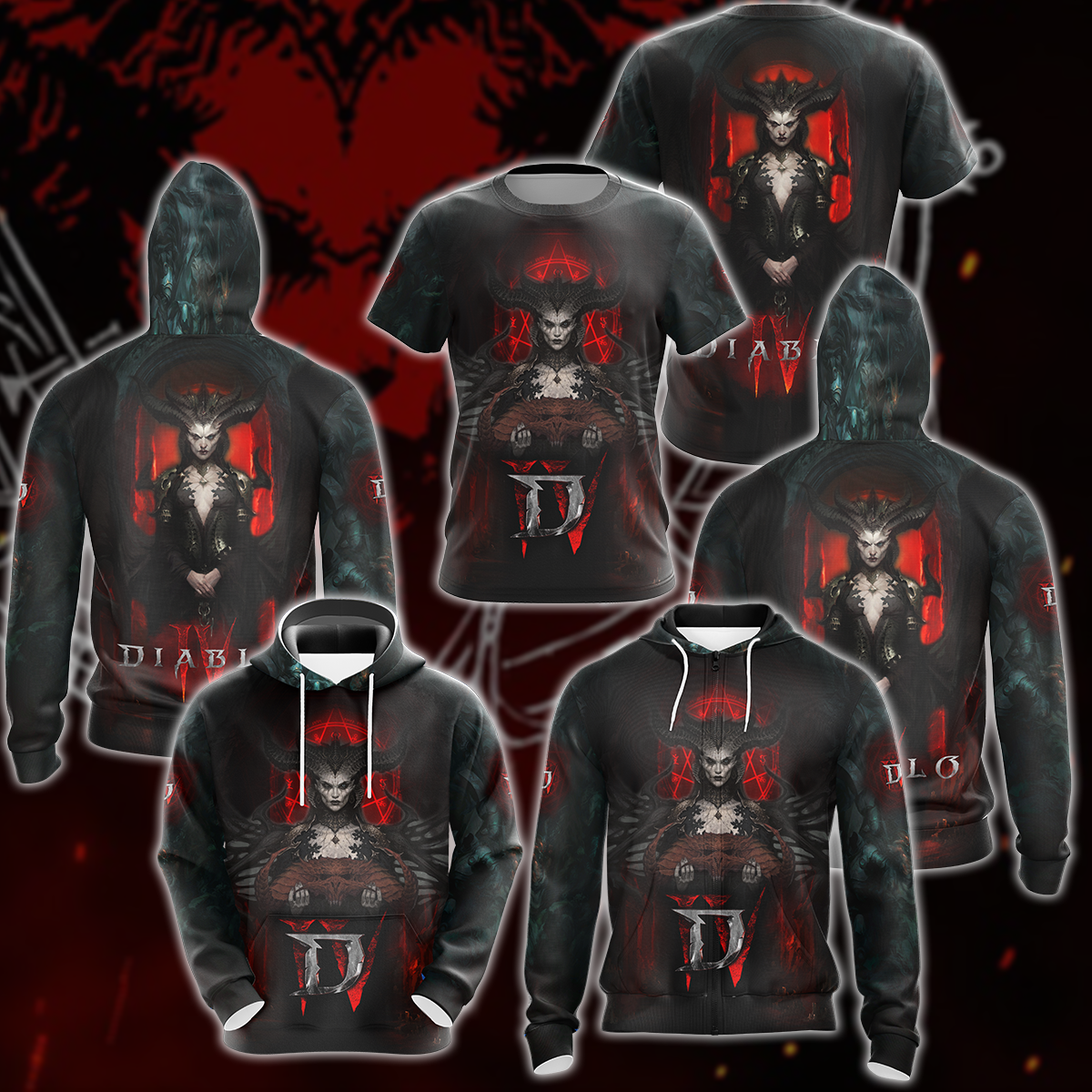 Diablo IV Video Game 3D All Over Printed T-shirt Tank Top Zip Hoodie Pullover Hoodie Hawaiian Shirt Beach Shorts Jogger