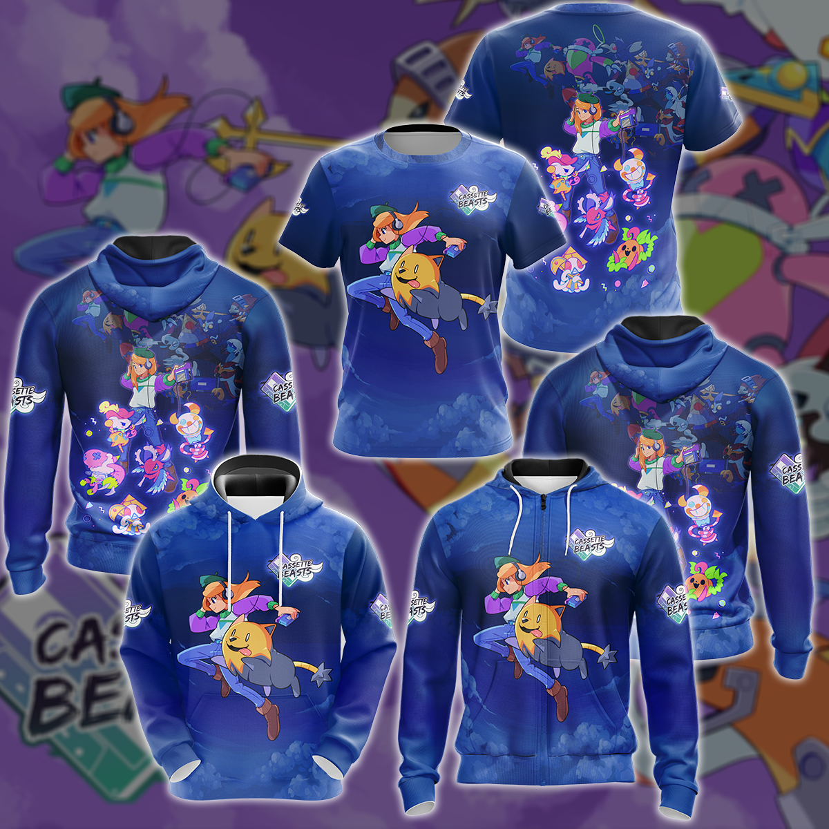 Cassette Beasts Video Game 3D All Over Printed T-shirt Tank Top Zip Hoodie Pullover Hoodie Hawaiian Shirt Beach Shorts Jogger