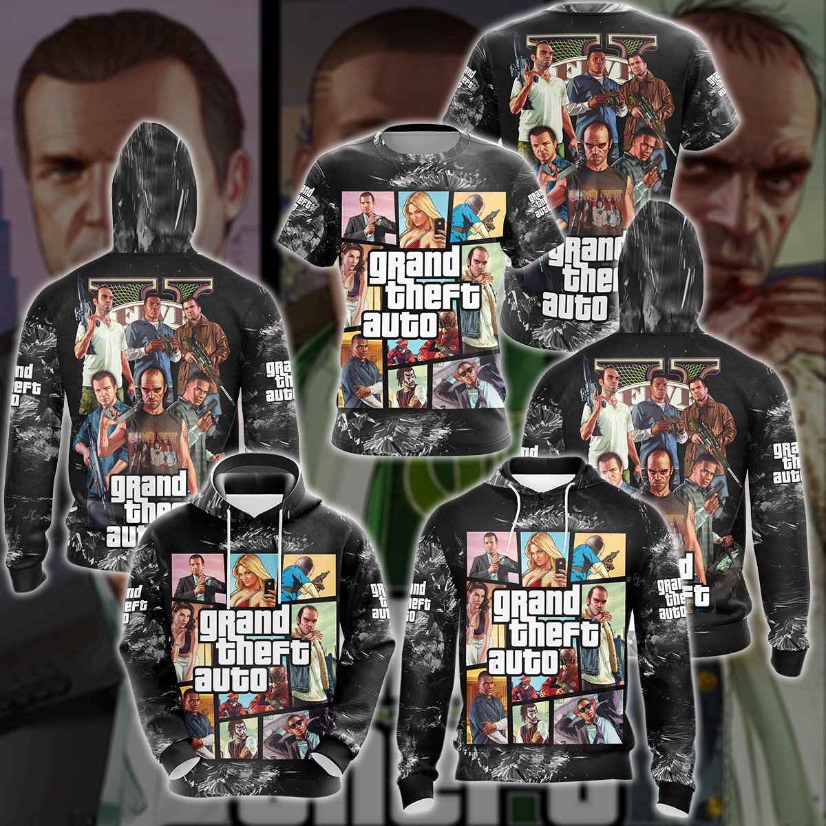 Grand Theft Auto 5 Video Game 3D All Over Printed T-shirt Tank Top Zip Hoodie Pullover Hoodie Hawaiian Shirt Beach Shorts Joggers