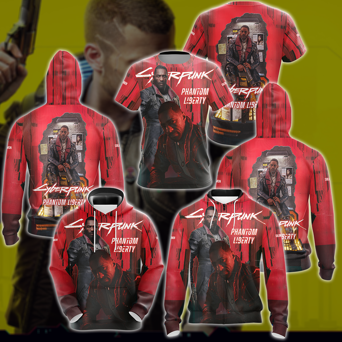 Cyberpunk 2077: Phantom Liberty Video Game All Over Printed T-shirt Tank Top Zip Hoodie Pullover Hoodie Hawaiian Shirt Beach Shorts Joggers