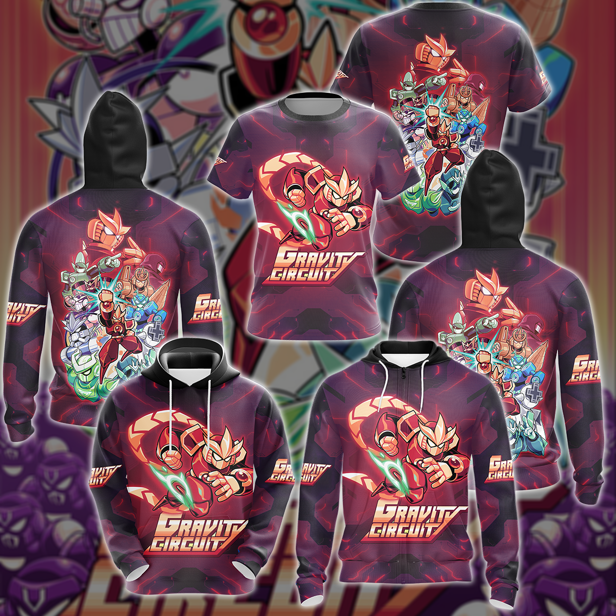 Gravity Circuit Video Game 3D All Over Printed T-shirt Tank Top Zip Hoodie Pullover Hoodie Hawaiian Shirt Beach Shorts Jogger