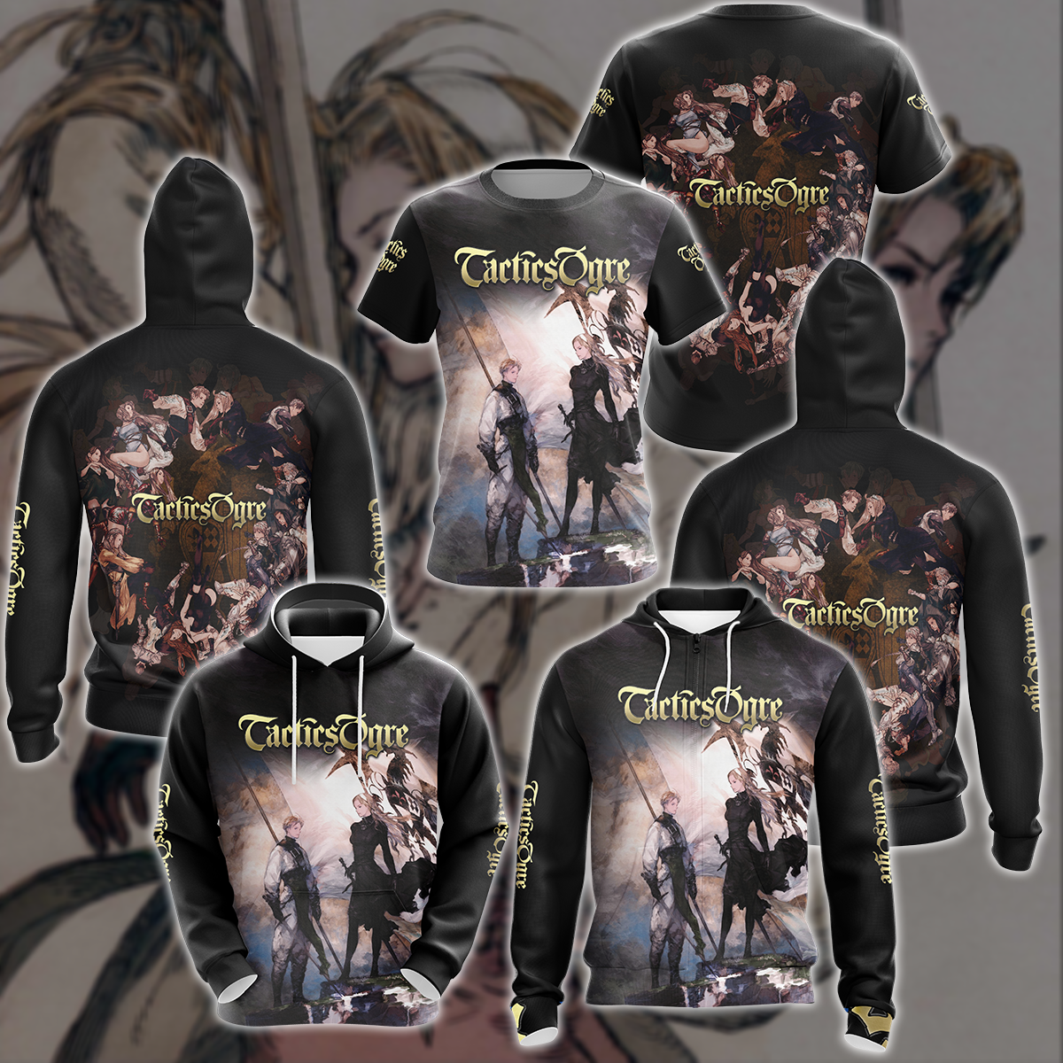 Tactics Ogre Video Game 3D All Over Printed T-shirt Tank Top Zip Hoodie Pullover Hoodie Hawaiian Shirt Beach Shorts Joggers