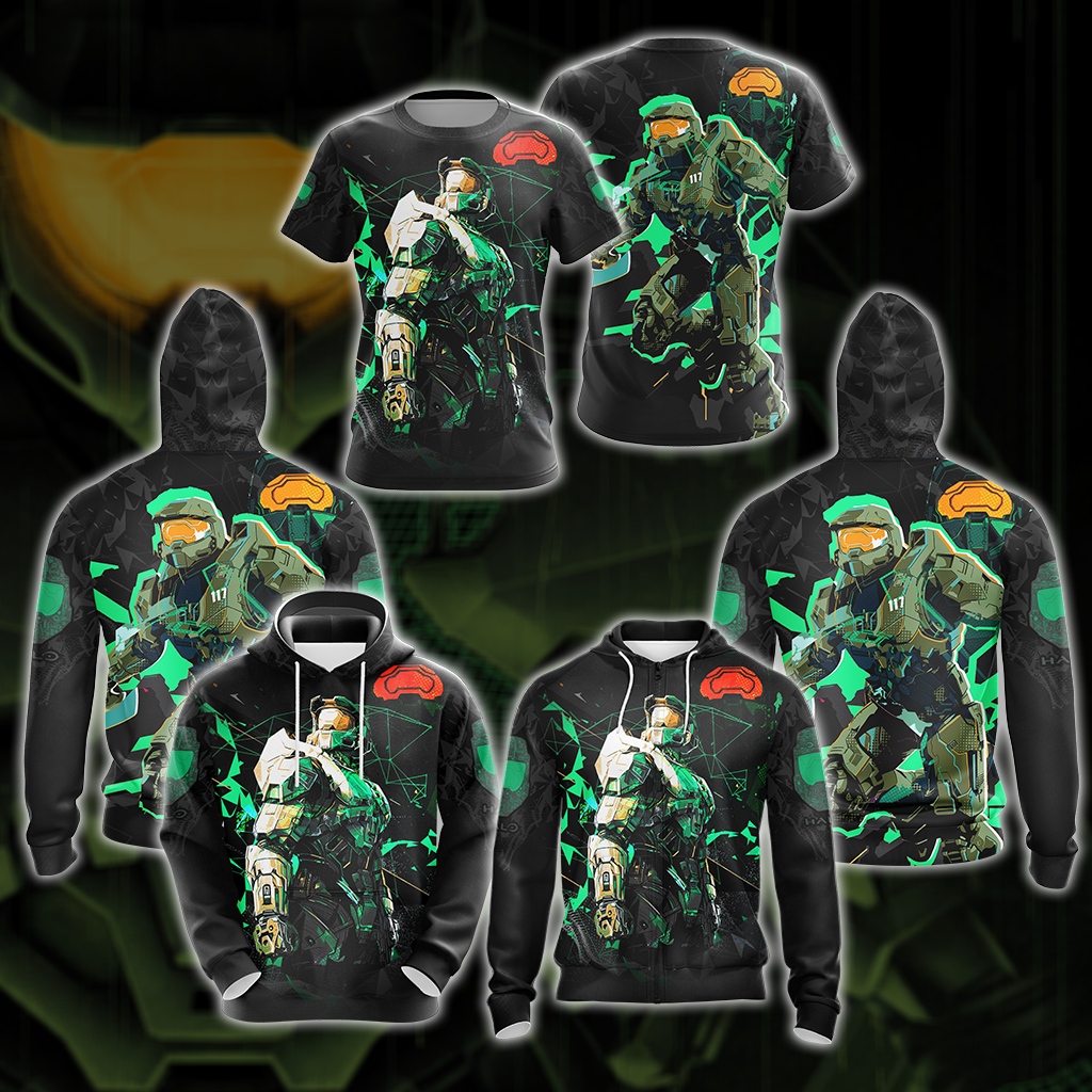 Halo Infinite Video Game All Over Print T-shirt Tank Top Zip Hoodie Pullover Hoodie