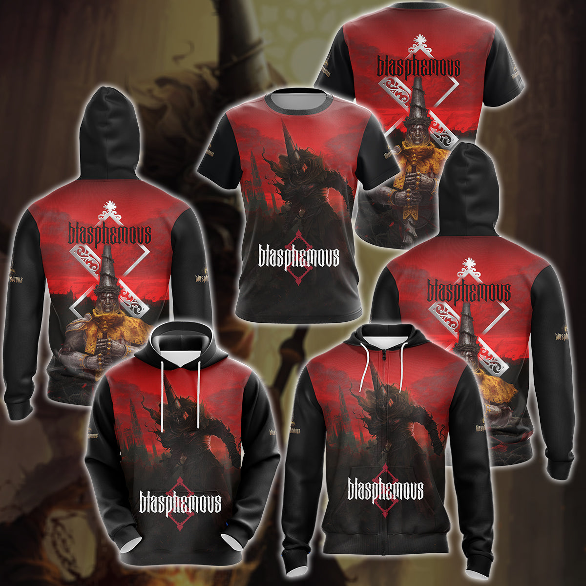 Blasphemous Video Game 3D All Over Printed T-shirt Tank Top Zip Hoodie Pullover Hoodie Hawaiian Shirt Beach Shorts Jogger