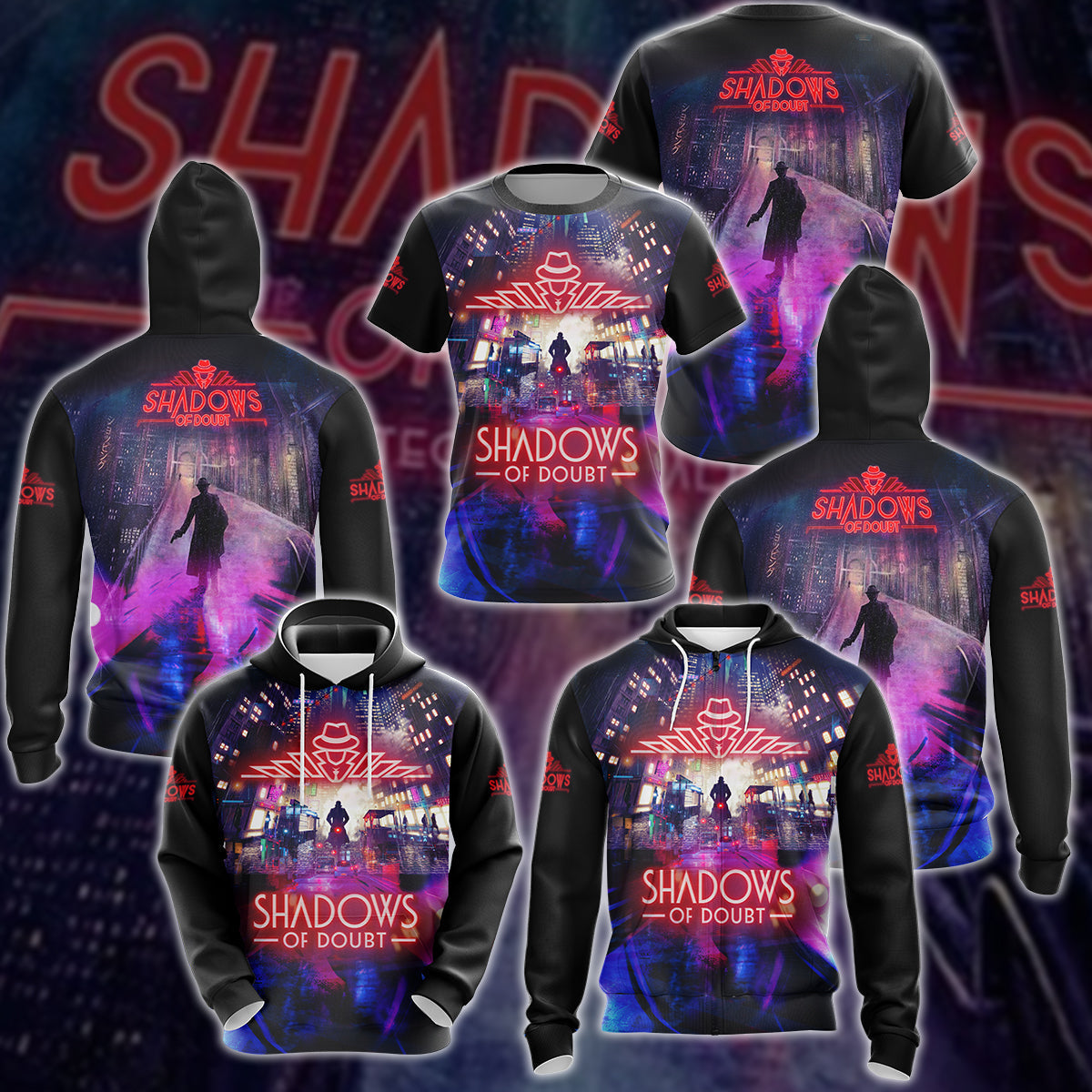 Shadows of Doubt Video Game 3D All Over Printed T-shirt Tank Top Zip Hoodie Pullover Hoodie Hawaiian Shirt Beach Shorts Jogger