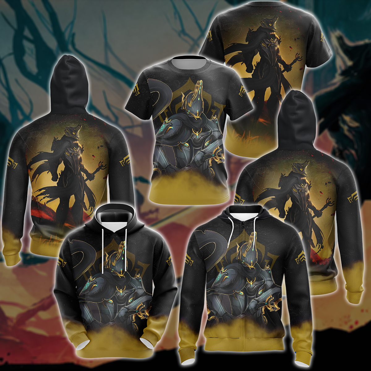 Warframe Video Game All Over Printed T-shirt Tank Top Zip Hoodie Pullover Hoodie Hawaiian Shirt Beach Shorts Joggers