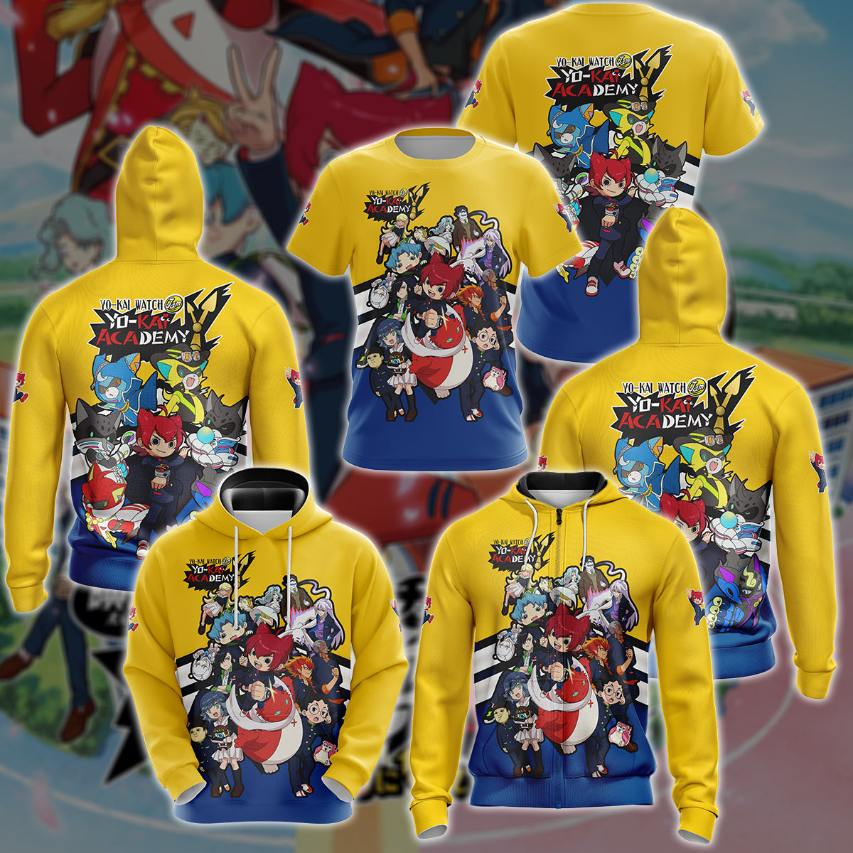 Yo-kai Watch Jam: Yo-kai Academy Y Video Game 3D All Over Printed T-shirt Tank Top Zip Hoodie Pullover Hoodie Hawaiian Shirt Beach Shorts Jogger