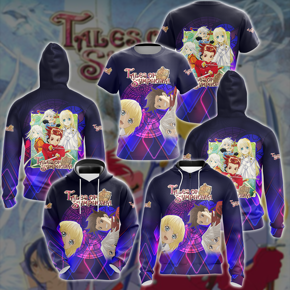 Tales of Symphonia Video Game All-Over T-shirt Hoodie Tank Top Hawaiian Shirt Beach Shorts Joggers