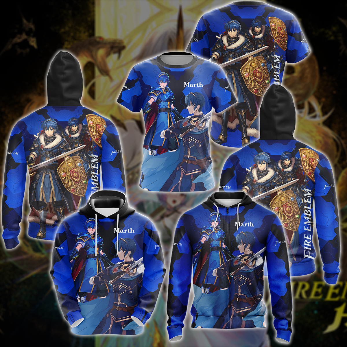 Fire Emblem Marth Video Game 3D All Over Printed T-shirt Tank Top Zip Hoodie Pullover Hoodie Hawaiian Shirt Beach Shorts Jogger