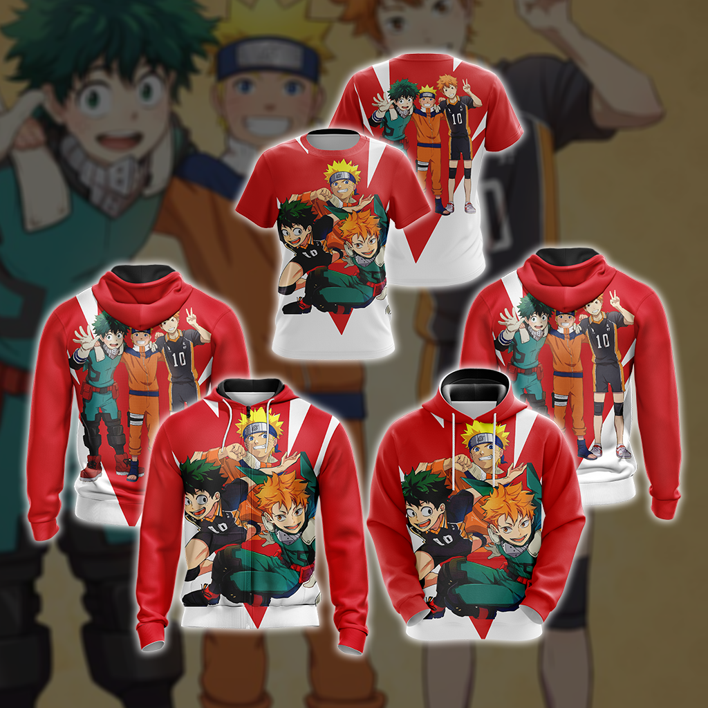 My hero academia x Naruto x Haikyuu Unisex 3D T-shirt