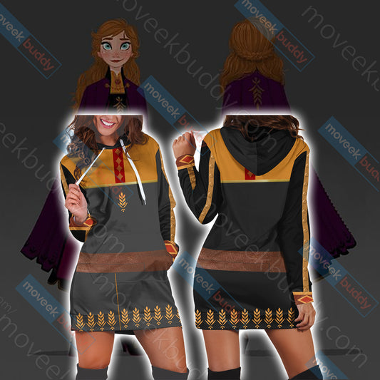 Frozen 2 - Anna Cosplay Version 1 3D Hoodie Dress XS