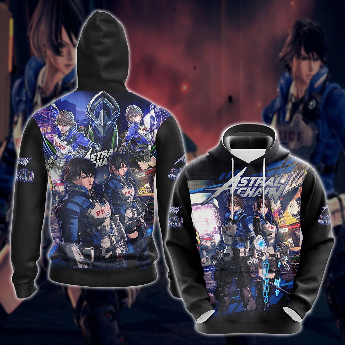 Astral Chain Video Game 3D All Over Printed T-shirt Tank Top Zip Hoodie Pullover Hoodie Hawaiian Shirt Beach Shorts Jogger Hoodie S
