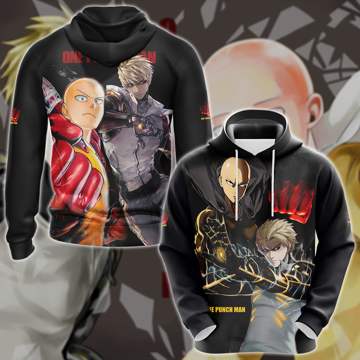 One Punch Man Saitama x Genos Anime Manga 3D All Over Print T-shirt Tank Top Zip Hoodie Pullover Hoodie Hawaiian Shirt Beach Shorts Jogger Hoodie S