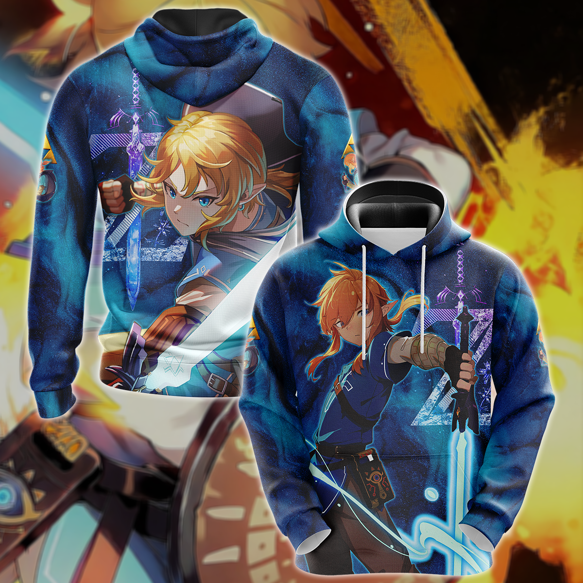 Link Legend of Zelda Video Game 3D All Over Print T-shirt Tank Top Zip Hoodie Pullover Hoodie Hawaiian Shirt Beach Shorts Jogger Hoodie S