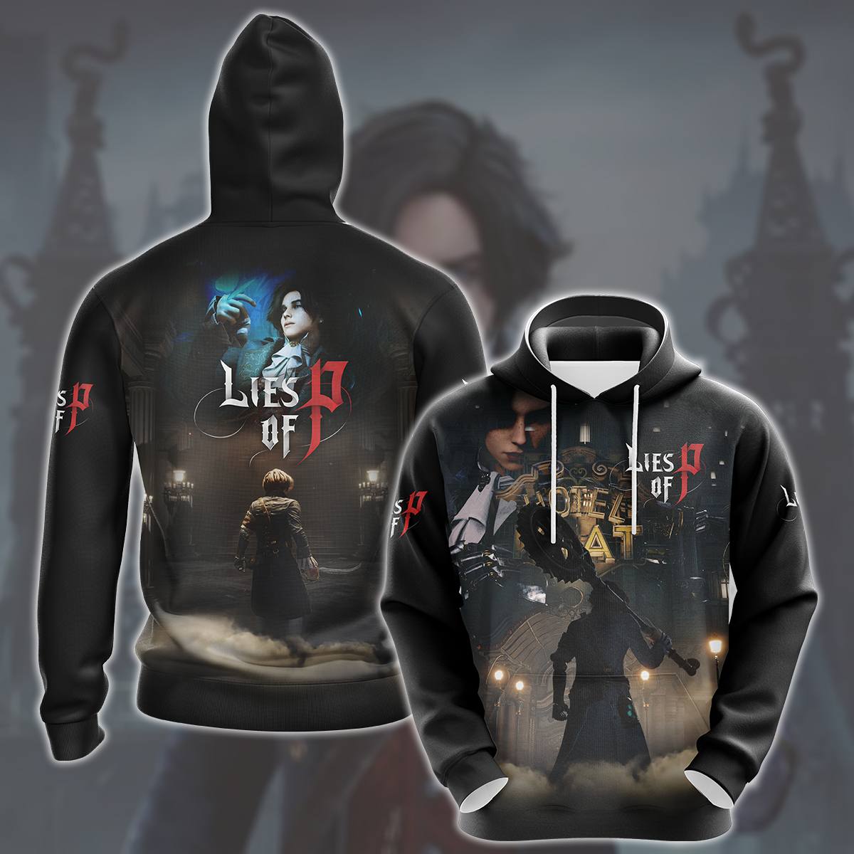 Lies of P Video Game All Over Printed T-shirt Tank Top Zip Hoodie Pullover Hoodie Hawaiian Shirt Beach Shorts Joggers Hoodie S