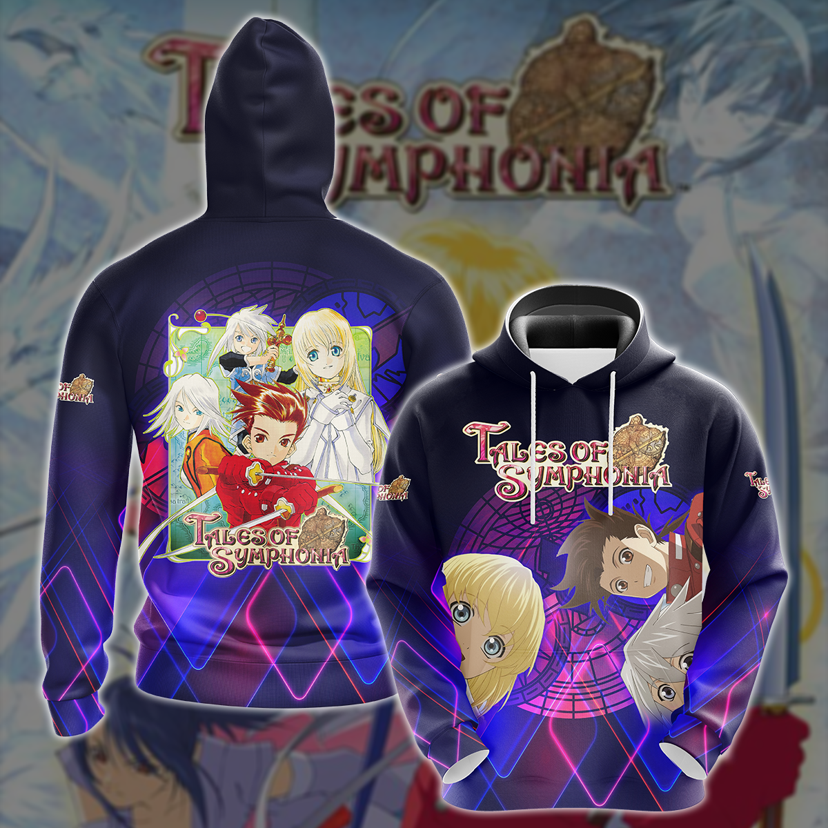Tales of Symphonia Video Game All-Over T-shirt Hoodie Tank Top Hawaiian Shirt Beach Shorts Joggers Hoodie S