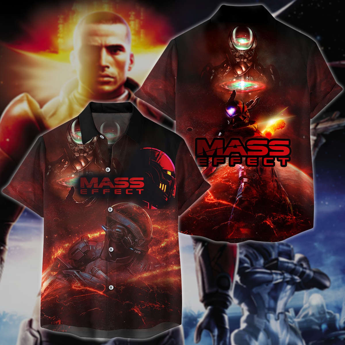Mass Effect Video Game 3D All Over Print T-shirt Tank Top Zip Hoodie Pullover Hoodie Hawaiian Shirt Beach Shorts Jogger Hawaiian Shirt S