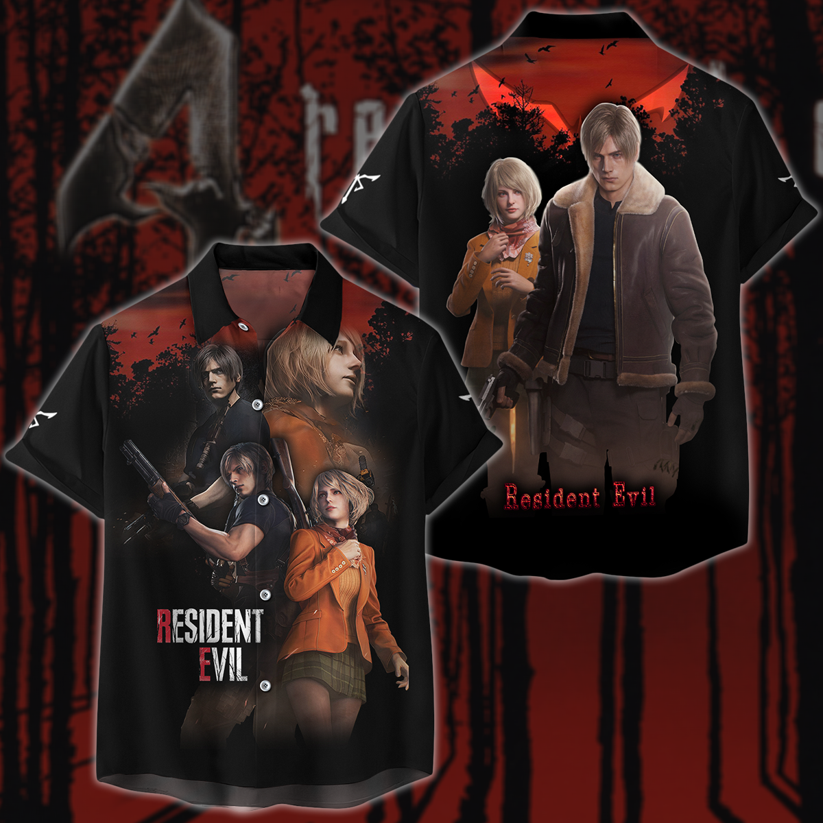 Resident Evil: Leon & Ashley Video Game 3D All Over Printed T-shirt Tank Top Zip Hoodie Pullover Hoodie Hawaiian Shirt Beach Shorts Jogger Hawaiian Shirt S