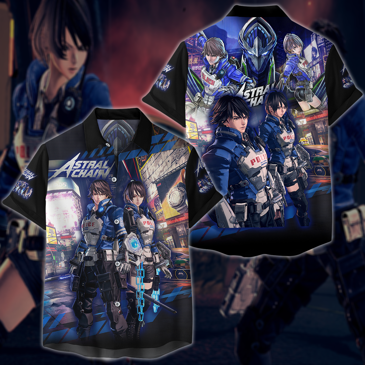 Astral Chain Video Game 3D All Over Printed T-shirt Tank Top Zip Hoodie Pullover Hoodie Hawaiian Shirt Beach Shorts Jogger Hawaiian Shirt S
