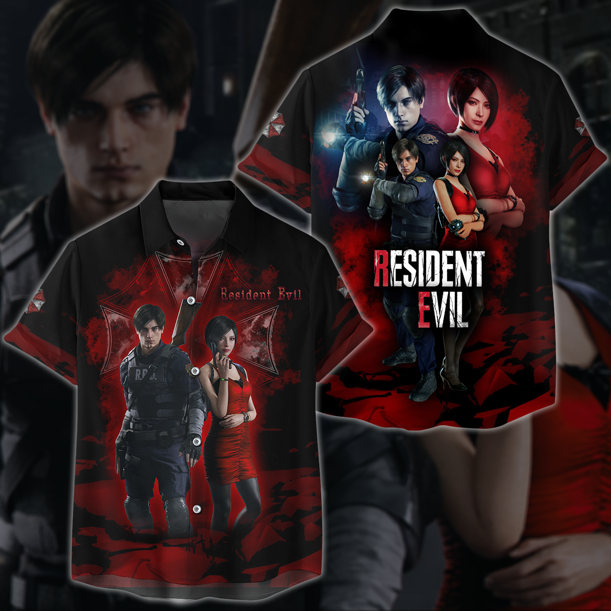 Resident Evil: Ada Wong & Leon Kennedy Video Game 3D All Over Printed T-shirt Tank Top Zip Hoodie Pullover Hoodie Hawaiian Shirt Beach Shorts Jogger Hawaiian Shirt S