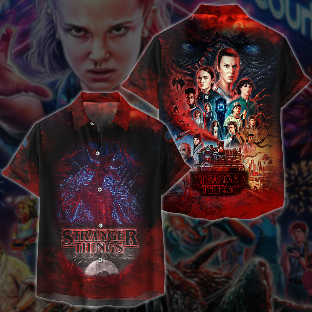 Stranger Things TV Series 3D All Over Print T-shirt Tank Top Zip Hoodie Pullover Hoodie Hawaiian Shirt Beach Shorts Jogger Hawaiian Shirt S