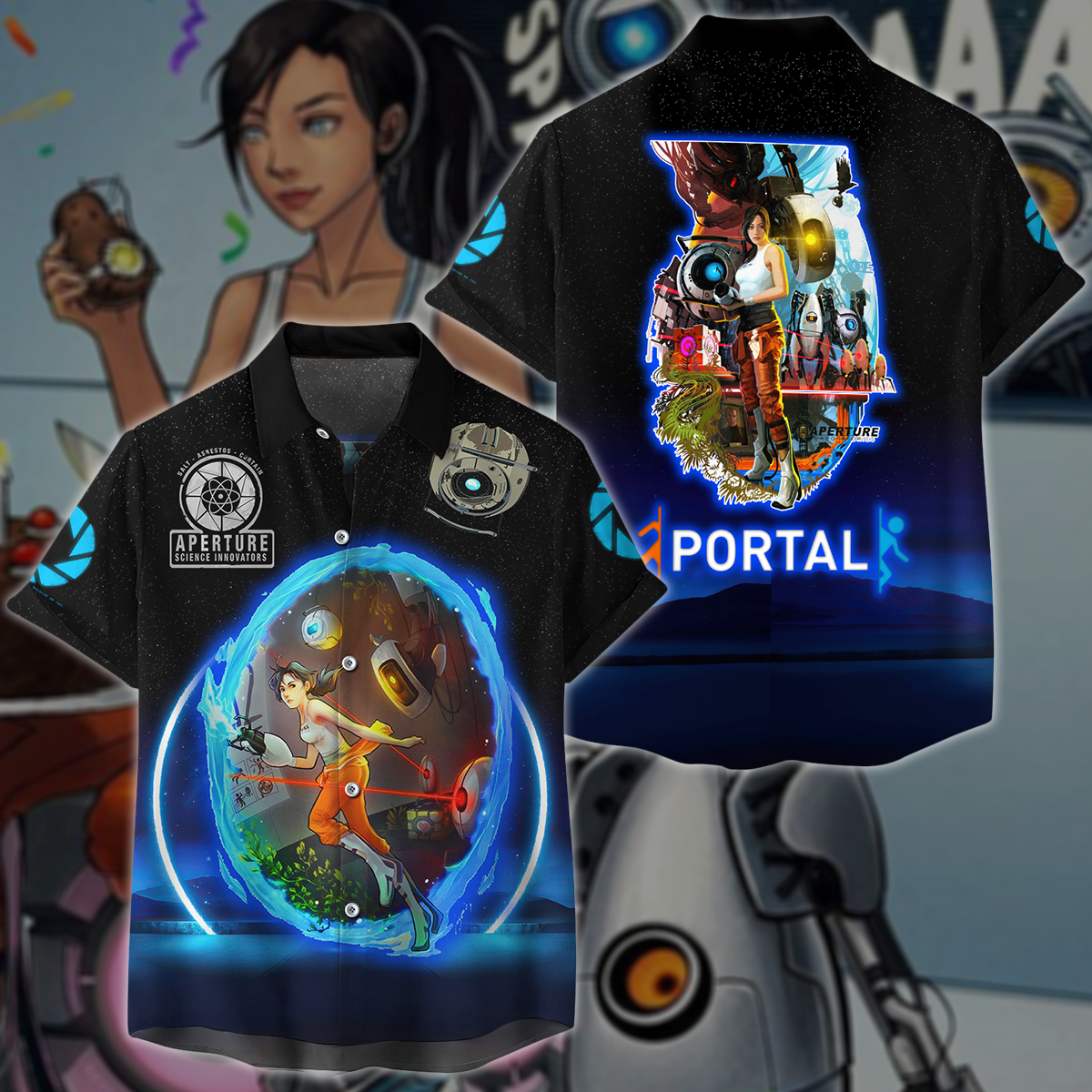 Portal Video Game 3D All Over Printed T-shirt Tank Top Zip Hoodie Pullover Hoodie Hawaiian Shirt Beach Shorts Jogger Hawaiian Shirt S