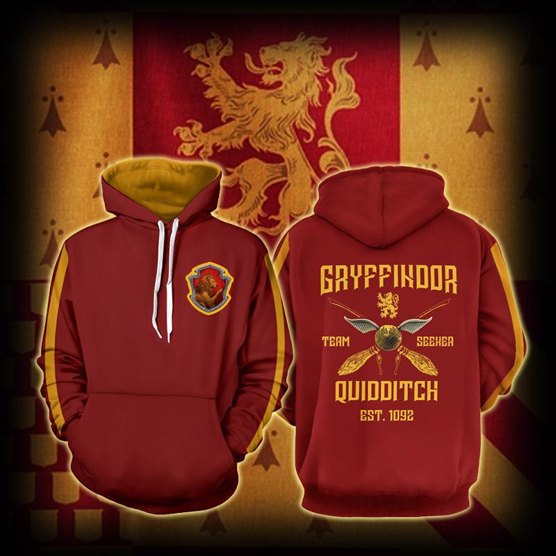 Gryffindor Quidditch Team Est 1092 Harry Potter Unisex 3D T-shirt Hoodie S