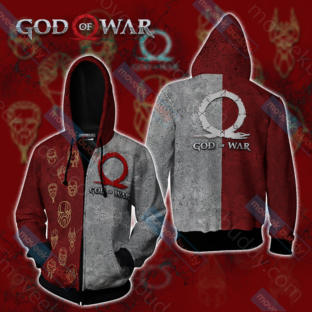 God Of War Symbol New Look Unisex 3D T-shirt Zip Hoodie XS