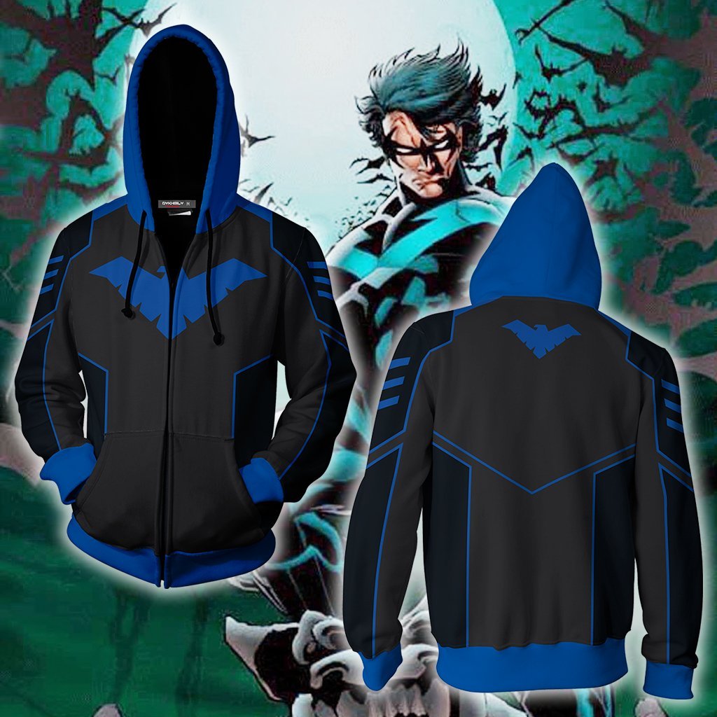 Nightwing Cosplay Zip Up Hoodie Jacket XS Version 2