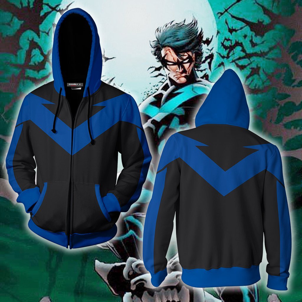 Nightwing Cosplay Zip Up Hoodie Jacket XS Version 1