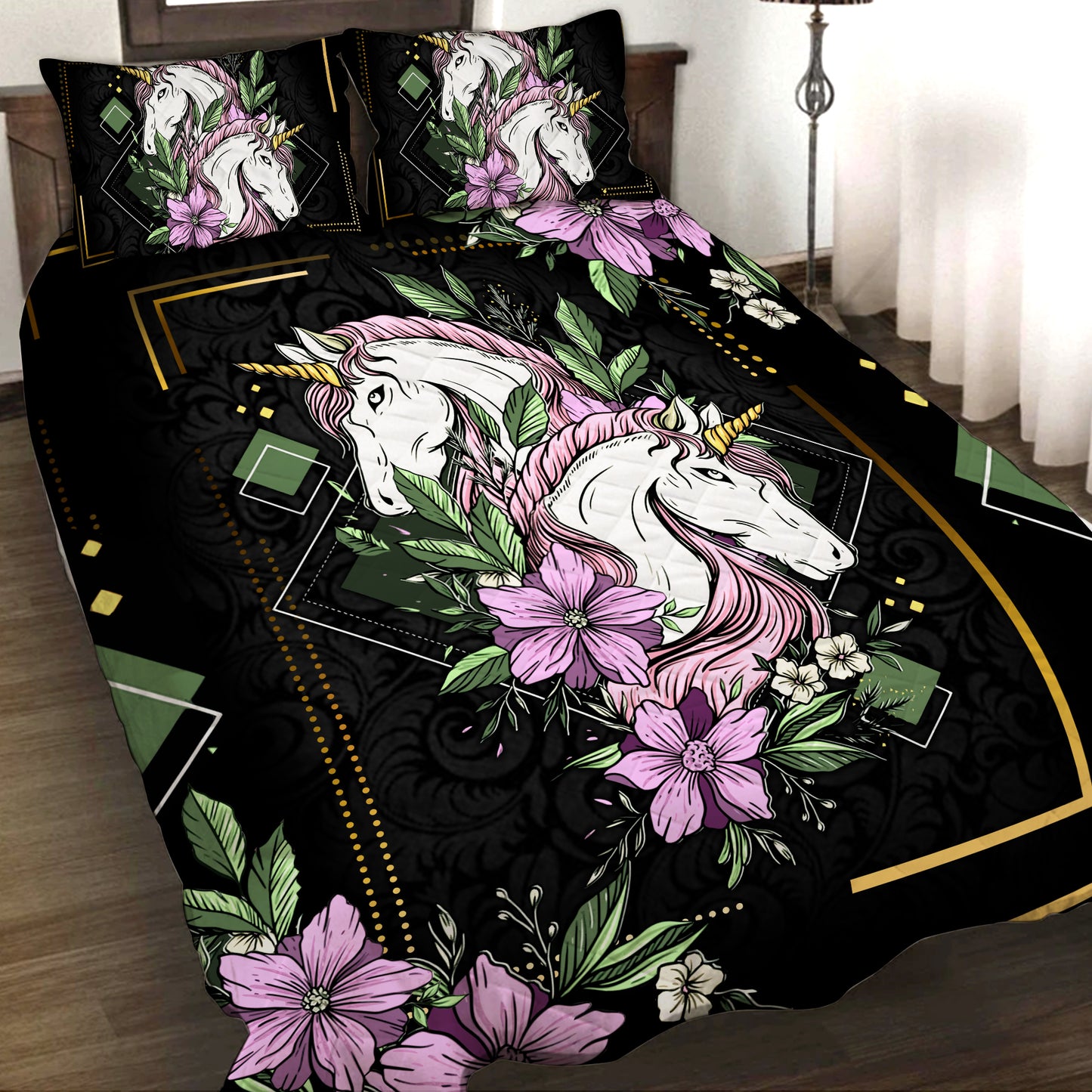 Twin Unicorns 3D Quilt Set Twin (150x180CM)