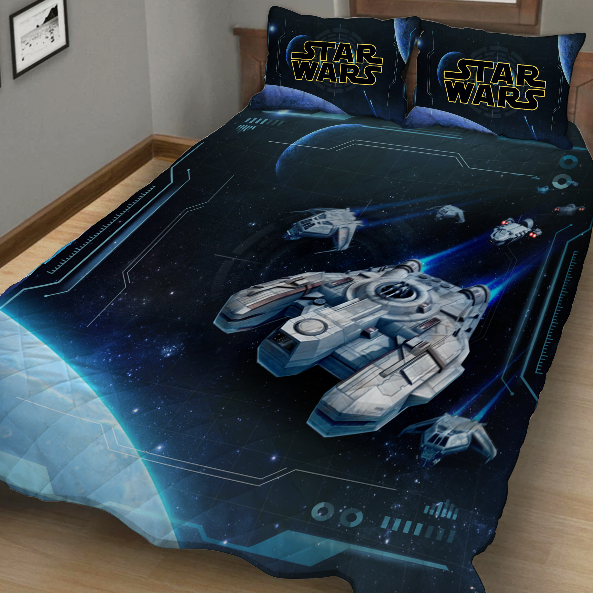 Star wars spaceship 3D Quilt Set Twin (150x180CM)  