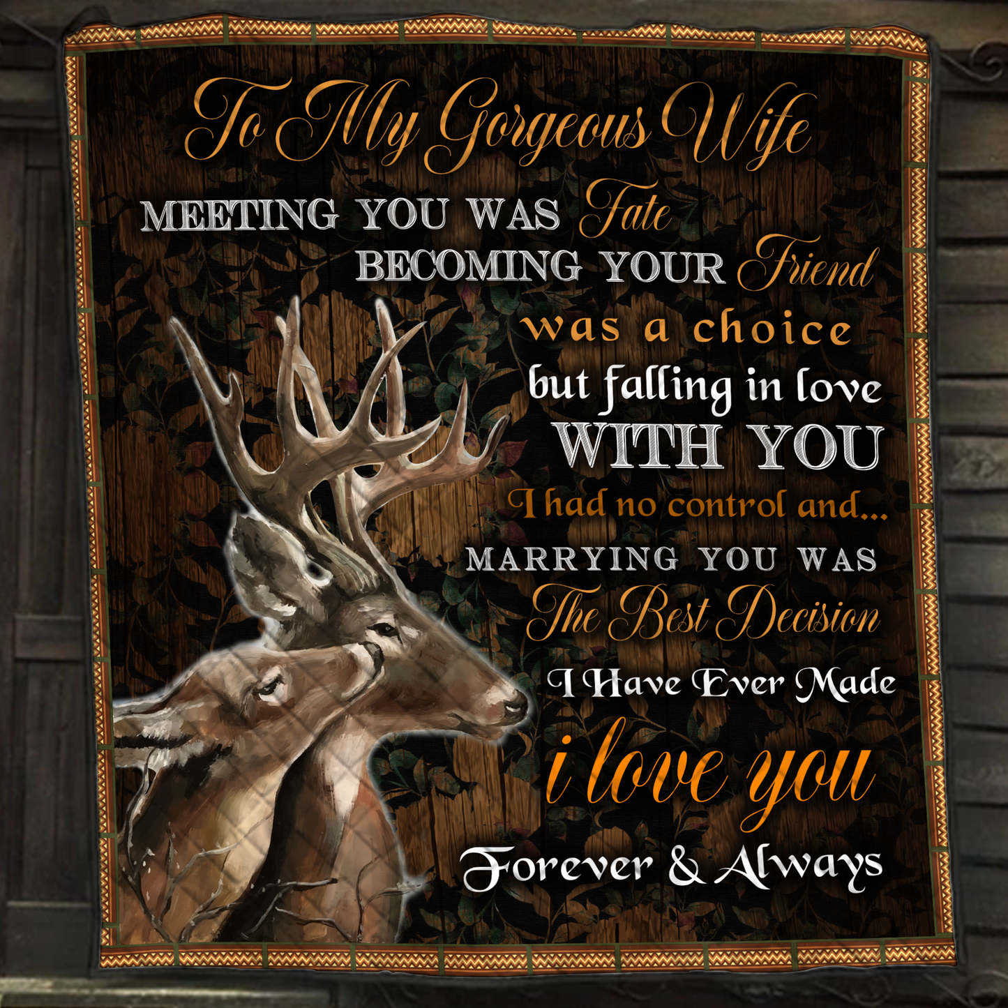 Couple Deer Quilt - To my wife, meeting you was a fate. I love you forever and always Single Quilt Twin (150x180CM)
