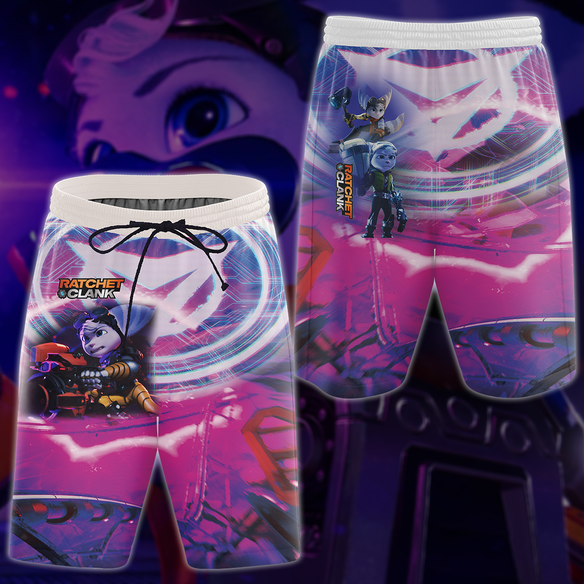 Ratchet & Clank Video Game All Over Printed T-shirt Tank Top Zip Hoodie Pullover Hoodie Hawaiian Shirt Beach Shorts Joggers Beach Shorts S