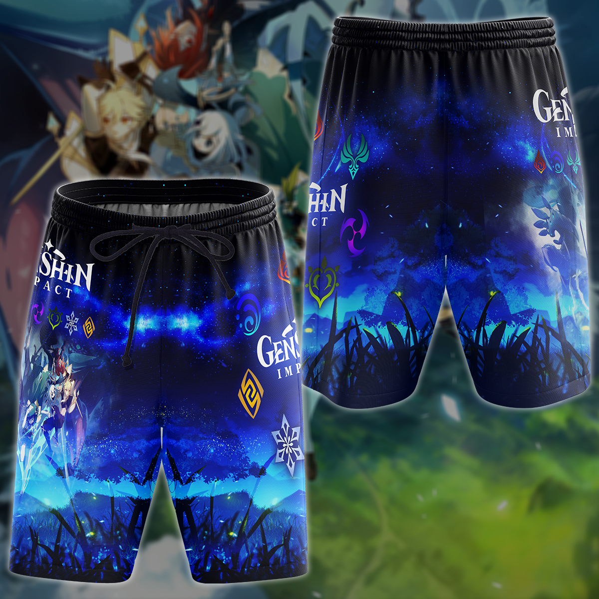Genshin Impact Video Game 3D All Over Printed T-shirt Tank Top Zip Hoodie Pullover Hoodie Hawaiian Shirt Beach Shorts Jogger Beach Shorts S
