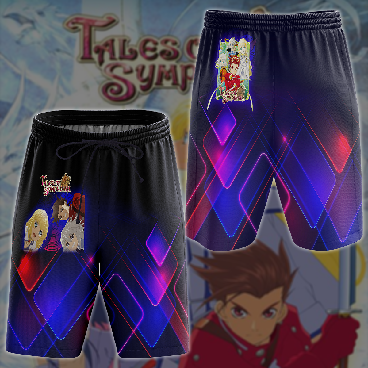 Tales of Symphonia Video Game All-Over T-shirt Hoodie Tank Top Hawaiian Shirt Beach Shorts Joggers Beach Shorts S