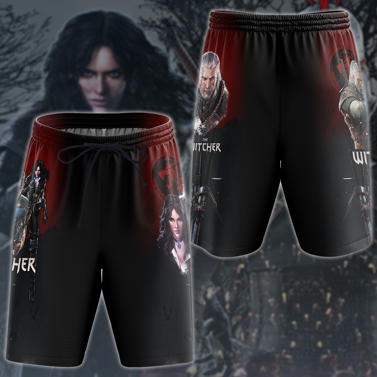 The Witcher Geralt & Yennefer Video Game 3D All Over Printed T-shirt Tank Top Zip Hoodie Pullover Hoodie Hawaiian Shirt Beach Shorts Jogger Beach Shorts S